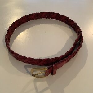 TALBOTS Red Braided Woven Leather Belt w/ Brass Buckle Sz.  Medium